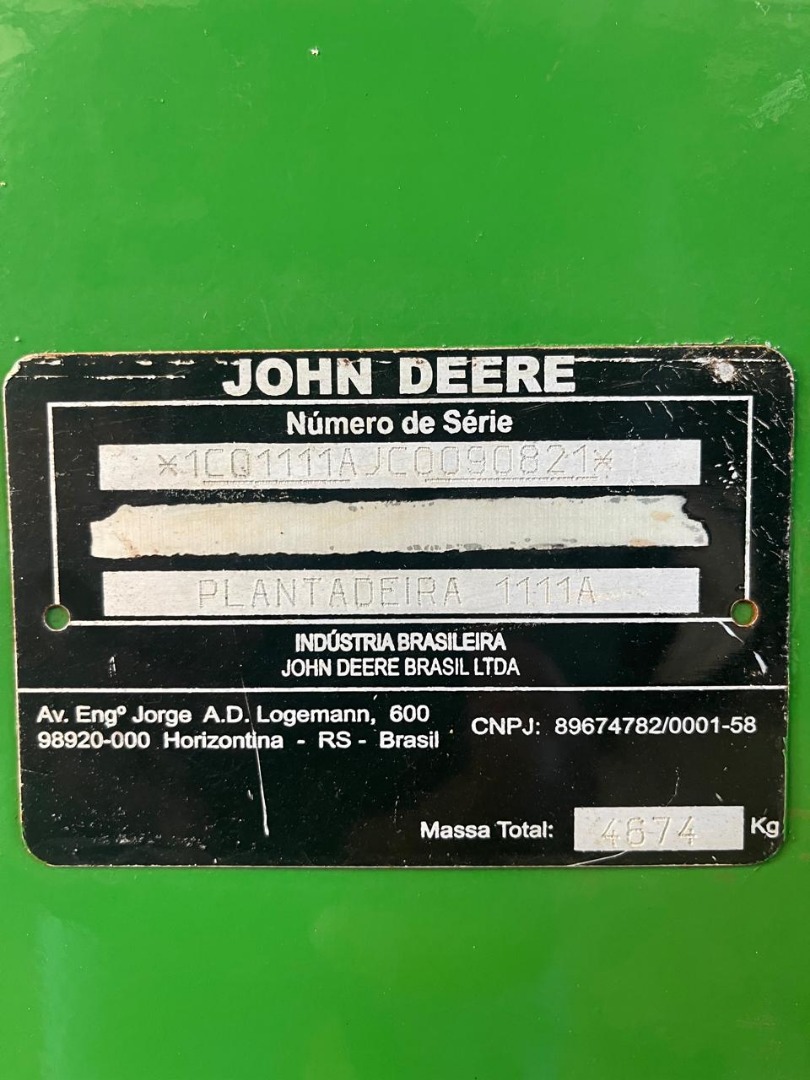 PLANTADEIRA JOHN DEERE 1111 VÁCUO 2012
